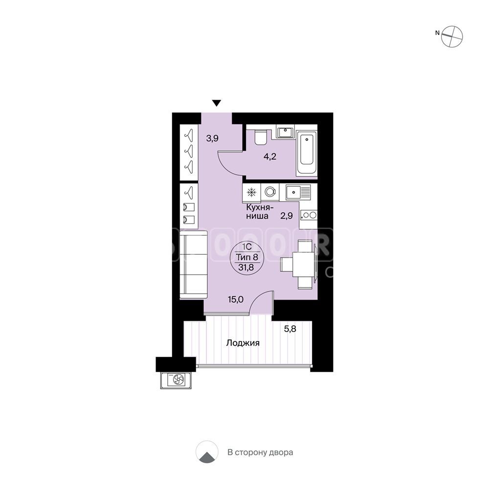 1-комнатная квартира, Октябрьский 137, Центральная Орбита, Орбита, Сыктывкар