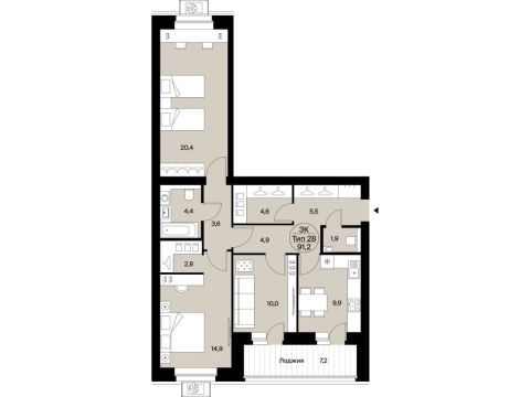 Продажа 3-Кв кф/п Октябрьский 137