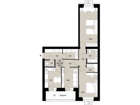 Продажа 3-Кв кф/п Октябрьский 137