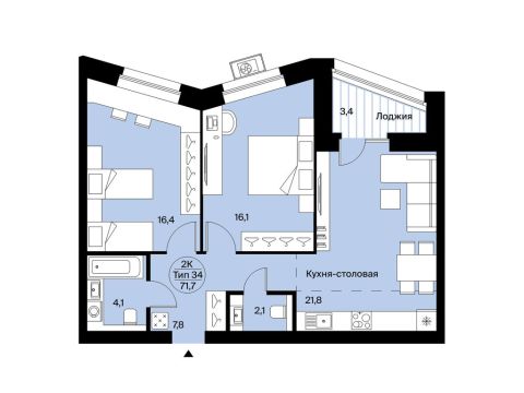 Продажа 2-Кв кф/п Октябрьский 137
