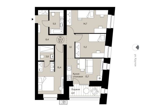 Продажа 3-Кв кф/п Крутая 2
